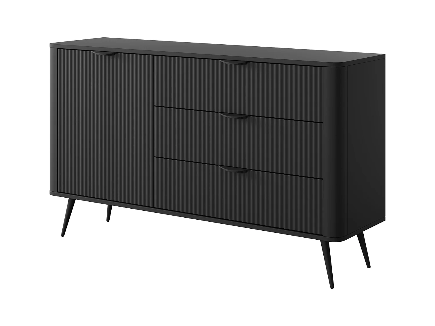AX LIVING Modern Schubladen Sideboard schwarz Vespasia 138D3S 138,2 cm