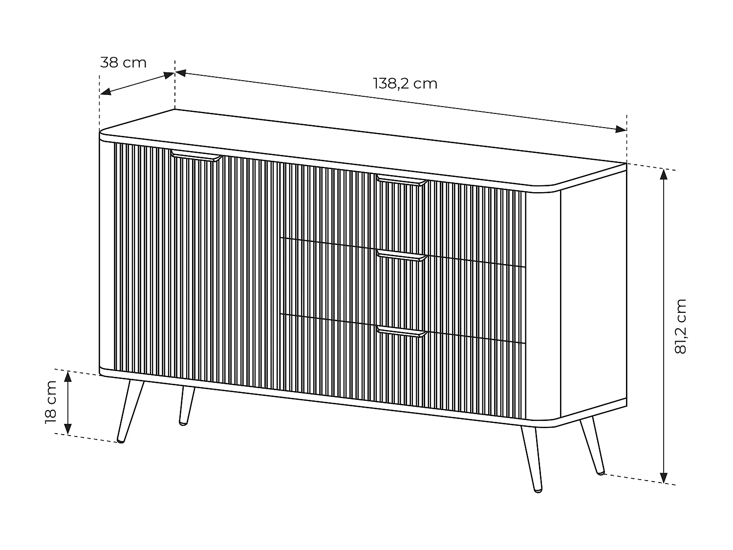 AX LIVING buffet moderne à tiroirs noir Vespasia 138 D3S – 138,2 cm