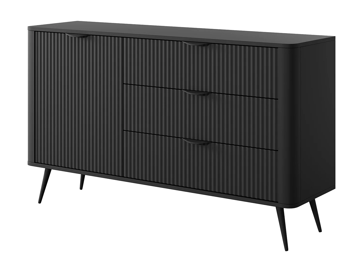 AX LIVING Buffet moderne noir avec tiroirs Vespasia 138,2 cm