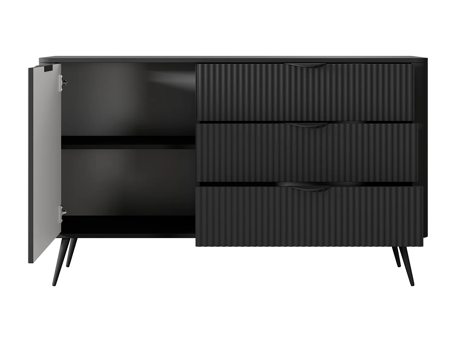 AX LIVING Buffet moderne noir avec tiroirs Vespasia 138,2 cm