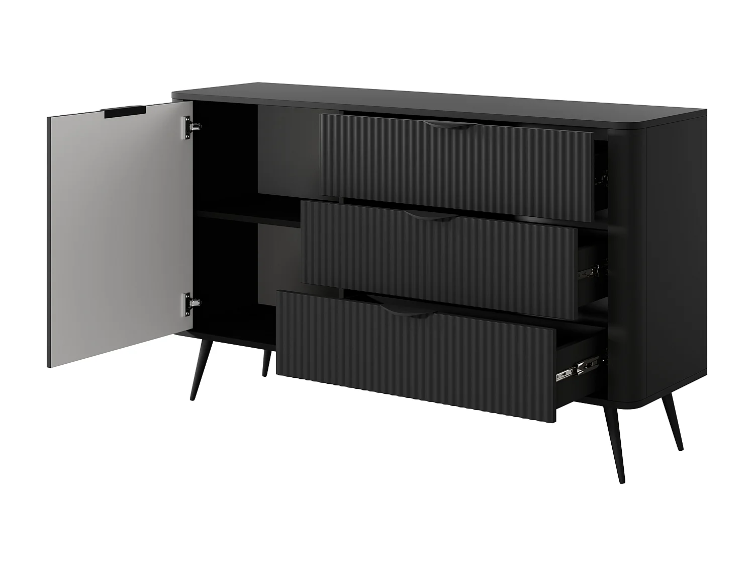 AX LIVING Buffet moderne noir avec tiroirs Vespasia 138,2 cm