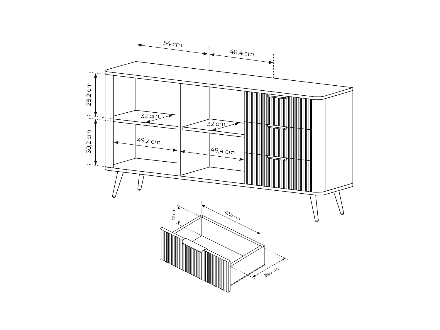 AX LIVING Kleider Kommode Vespasia 1632D3S 163,2cm Beige XXL Sideboard