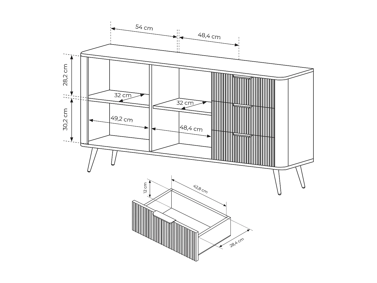 AX LIVING commode penderie Vespasia 1632D3S 163,2 cm beige grand sideboard