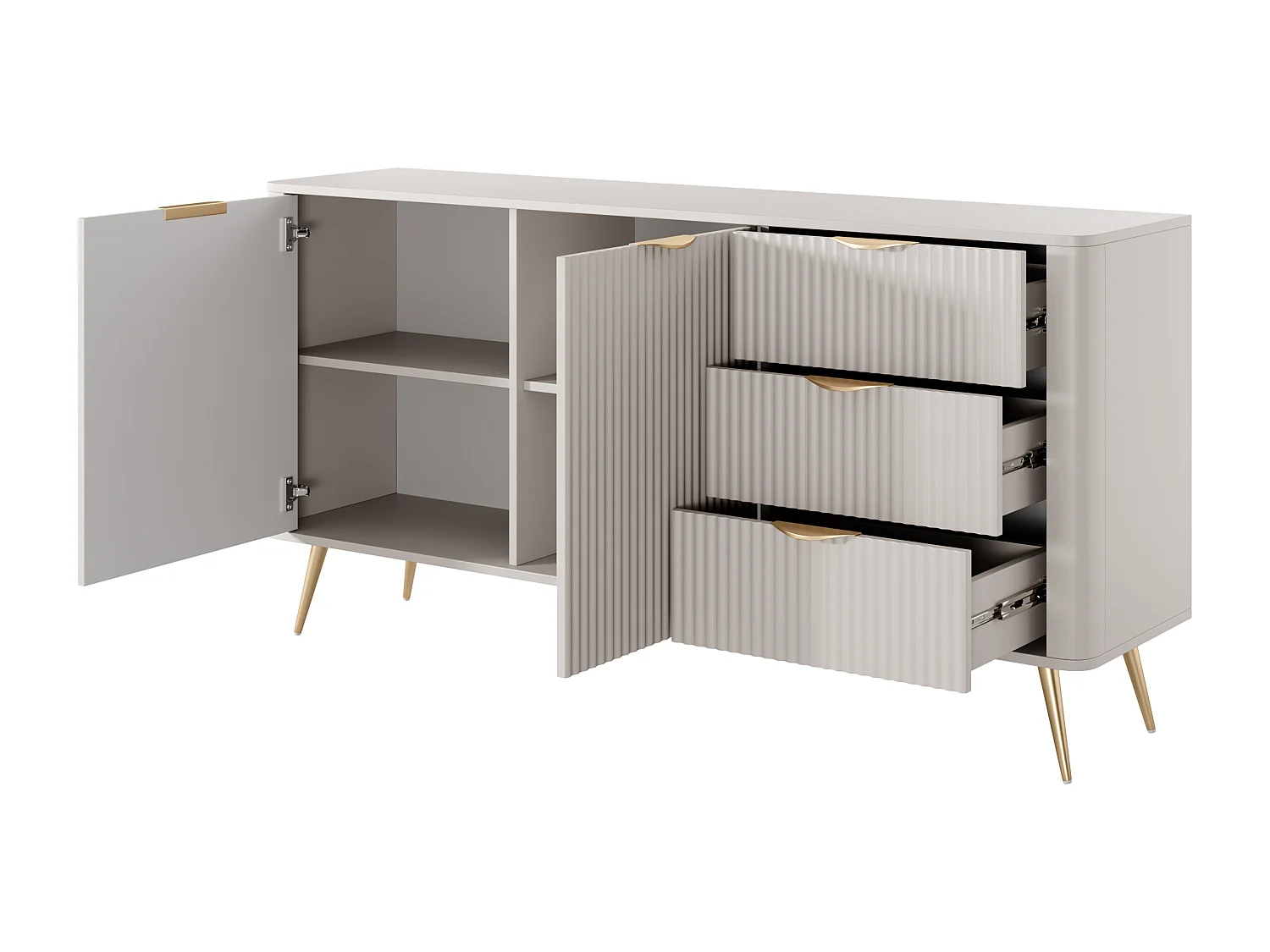 AX LIVING Grande commode beige XXL avec tiroirs Vespasia 163,2 cm