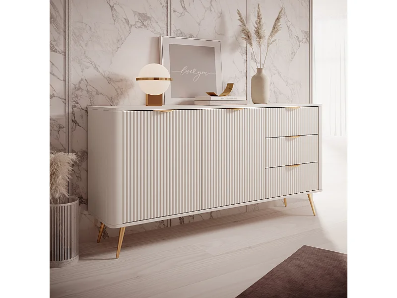 AX LIVING Kleider Kommode Vespasia 1632D3S 163,2cm Beige XXL Sideboard