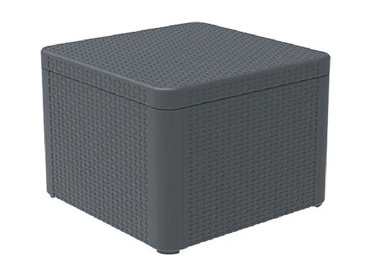 Salon bas de jardin de 4 personnes coloris gris anthracite ( 2 fauteuils, canapé, table basse coffre )