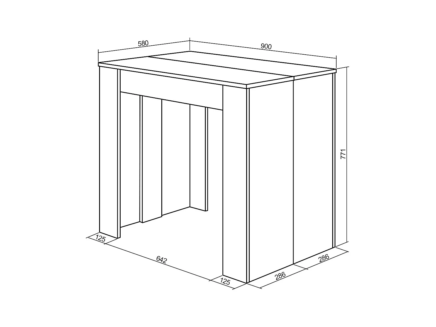 Table console extensible, 302x90x77cm, Pour 14 personnes, Table à Manger, Chêne