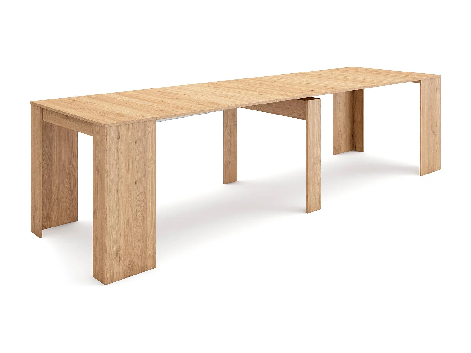 Table console extensible, 302x90x77cm, Pour 14 personnes, Table à Manger, Chêne