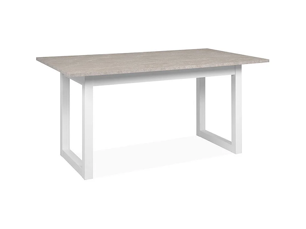 Table à Manger Extensible décor Travertin et Blanc L160/200 cm - HOUSTON