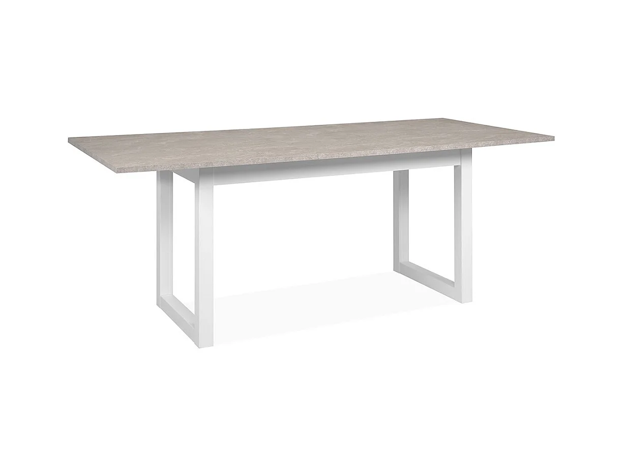 Table à Manger Extensible décor Travertin et Blanc L160/200 cm - HOUSTON