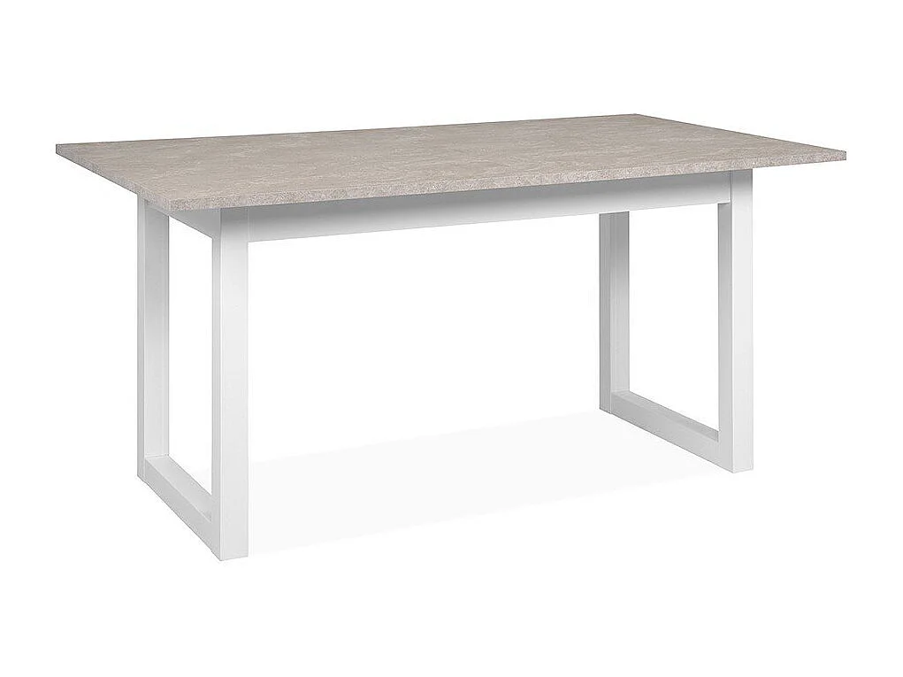 Table à Manger Extensible décor Travertin et Blanc L160/200 cm - HOUSTON