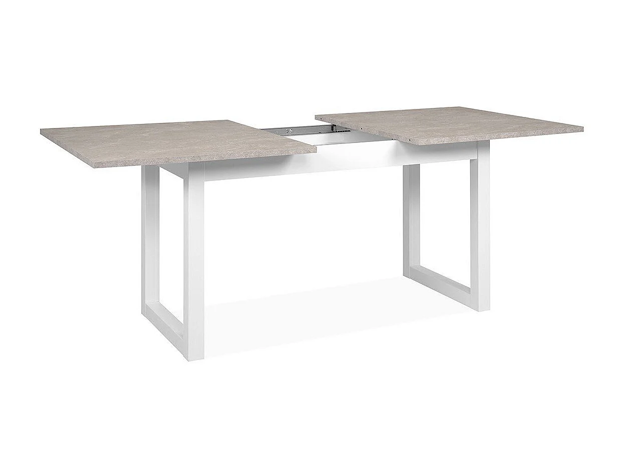 Table à Manger Extensible décor Travertin et Blanc L160/200 cm - HOUSTON
