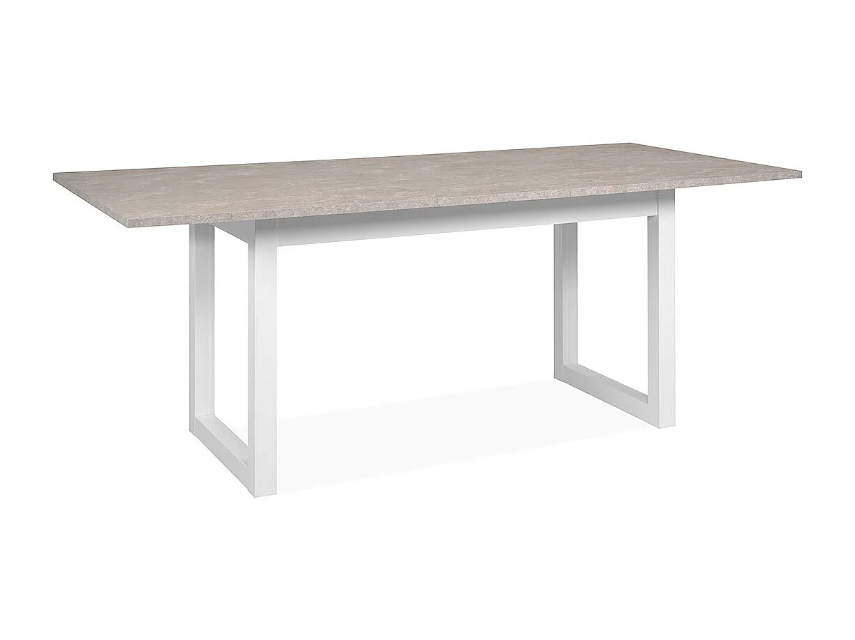 Table à Manger Extensible décor Travertin et Blanc L160/200 cm - HOUSTON
