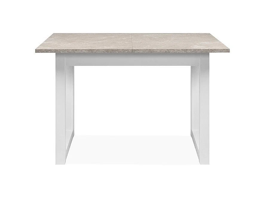 Table à manger extensible décor travertin et blanc L120-160 cm - HOUSTON