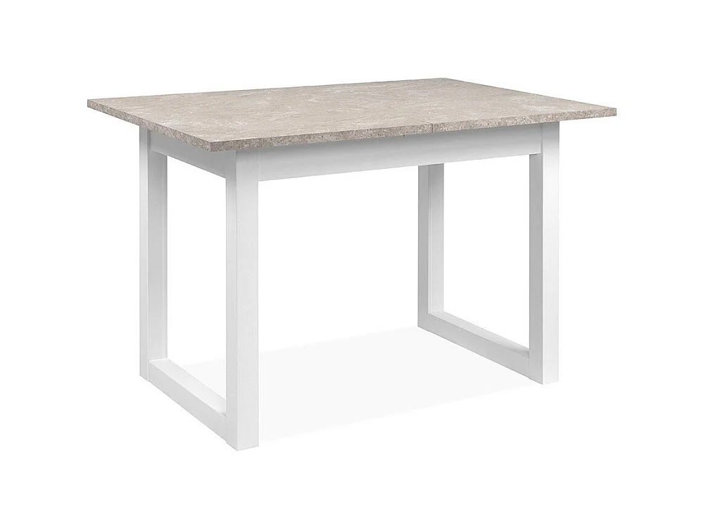 Table à manger extensible décor travertin et blanc L120-160 cm - HOUSTON
