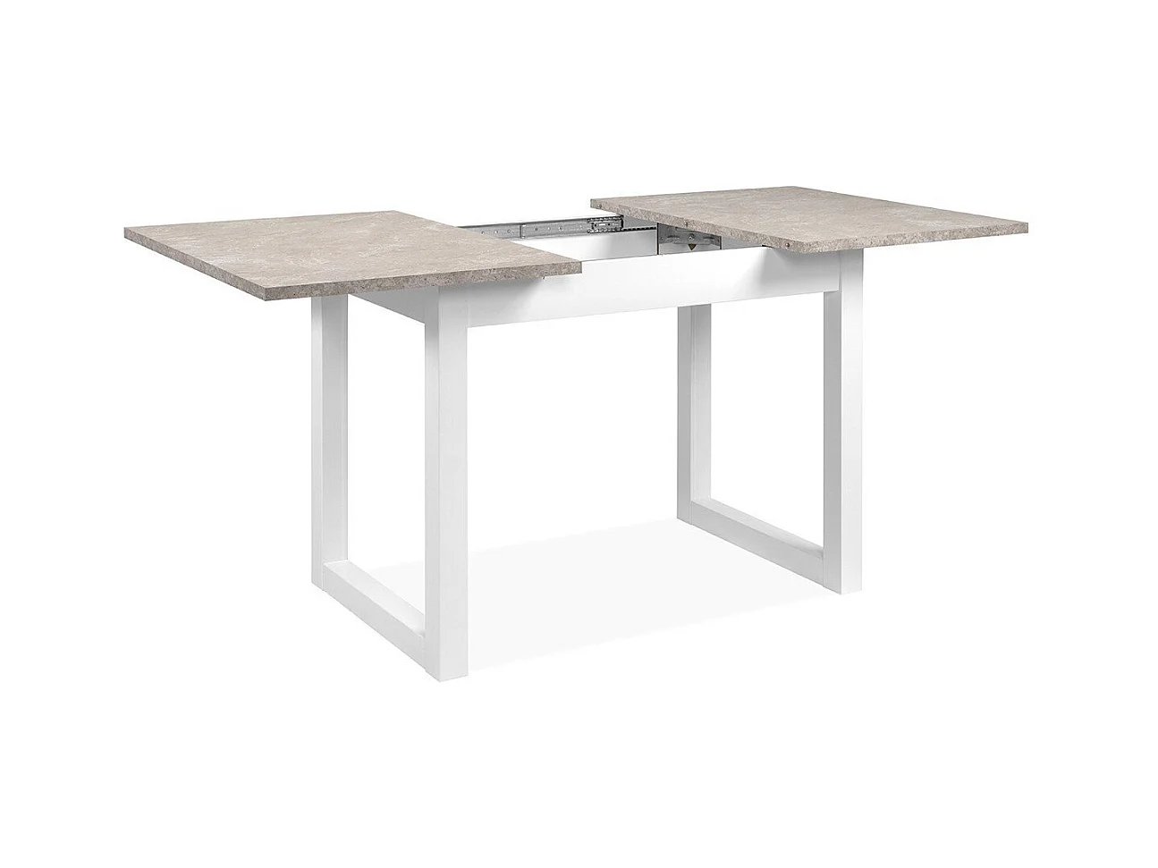 Table à manger extensible décor travertin et blanc L120-160 cm - HOUSTON