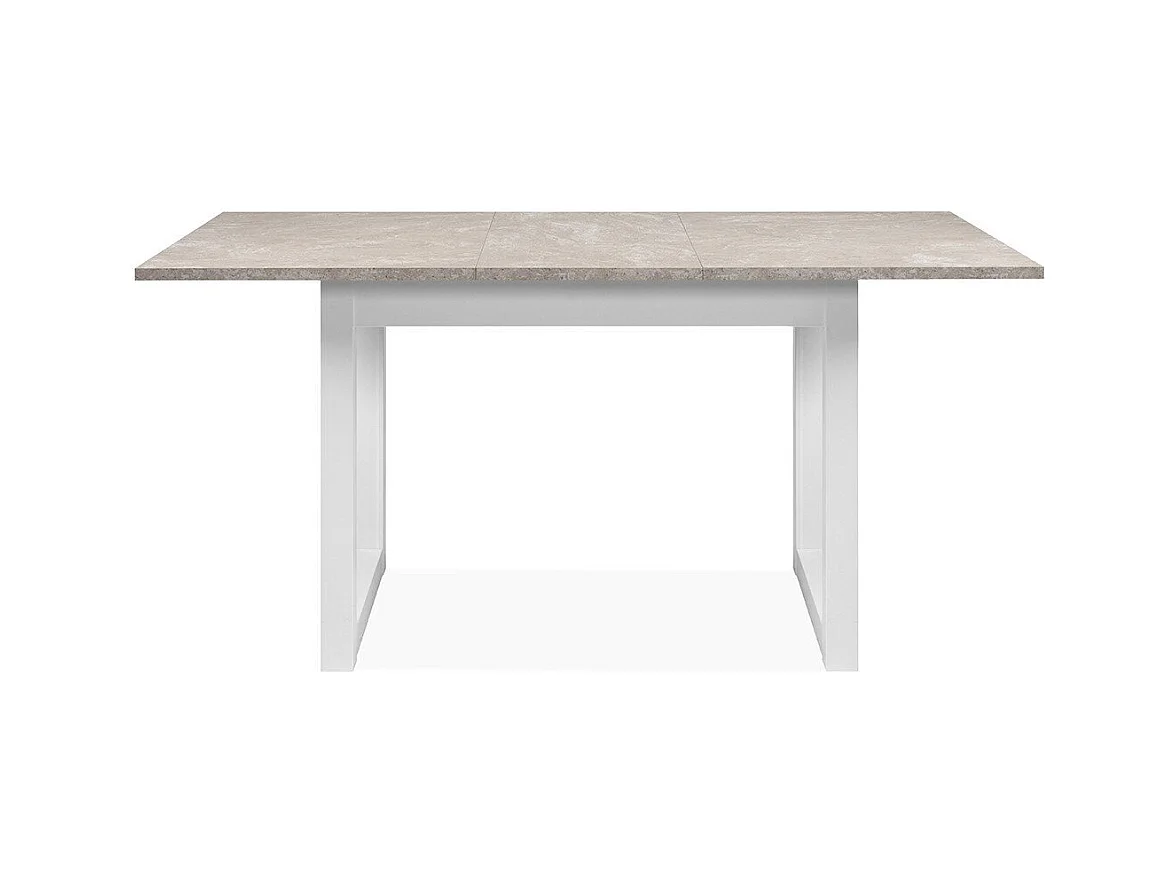 Table à manger extensible décor travertin et blanc L120-160 cm - HOUSTON
