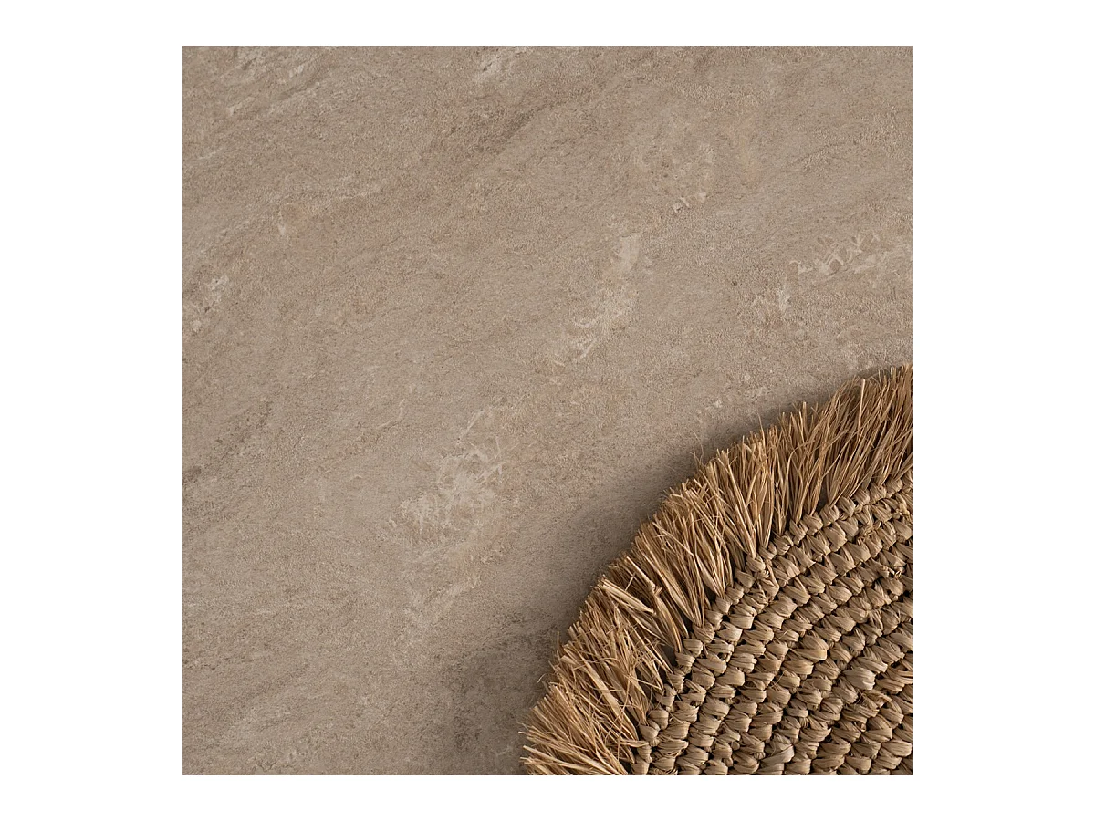 Table à manger extensible décor travertin et blanc L120-160 cm - HOUSTON