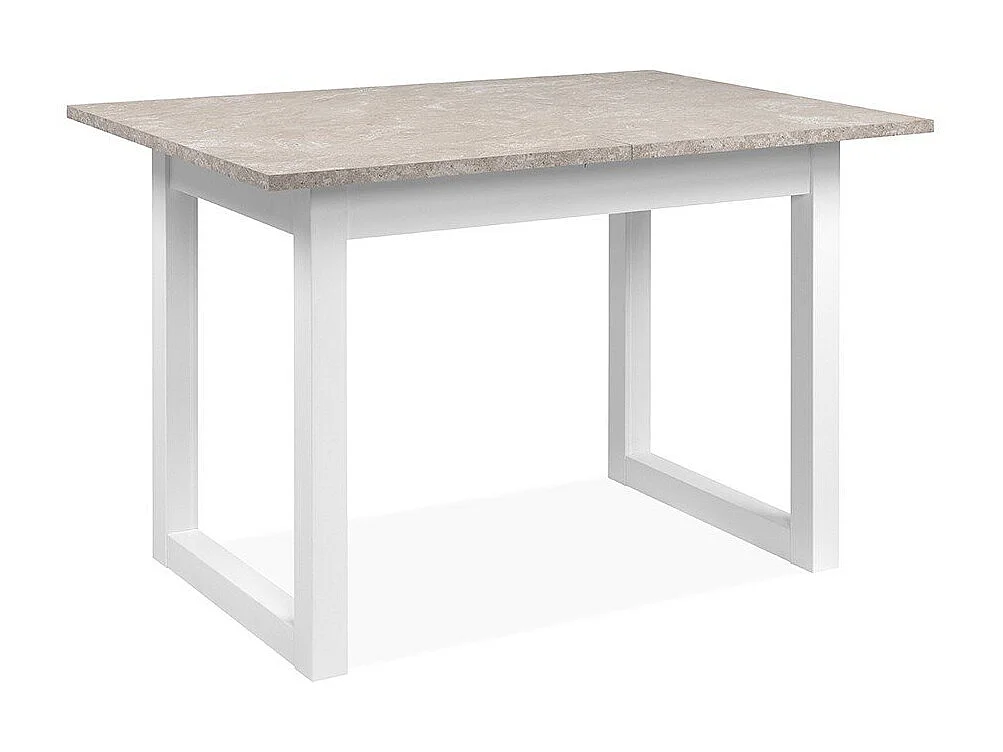 Table à manger extensible décor travertin et blanc L120-160 cm - HOUSTON
