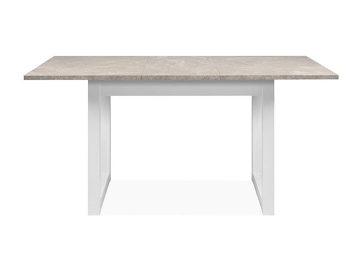 Table à manger extensible décor travertin et blanc L120-160 cm - HOUSTON