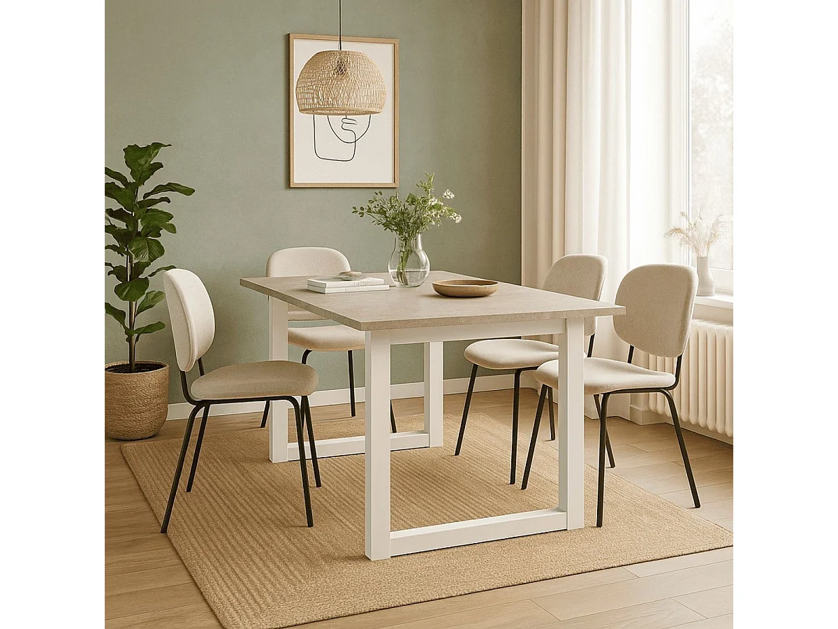 Tavolo da pranzo allungabile - travertino e bianco L120-160 cm - HOUSTON