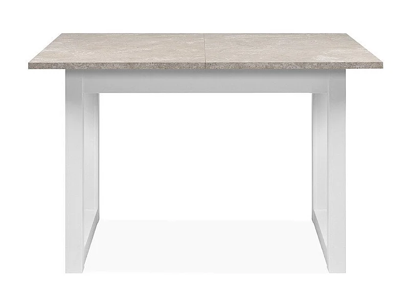 Table à manger extensible décor travertin et blanc L120-160 cm - HOUSTON
