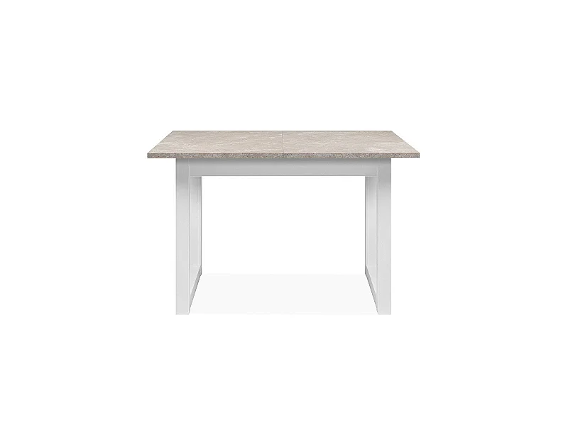Table à manger extensible décor travertin et blanc L120-160 cm - HOUSTON
