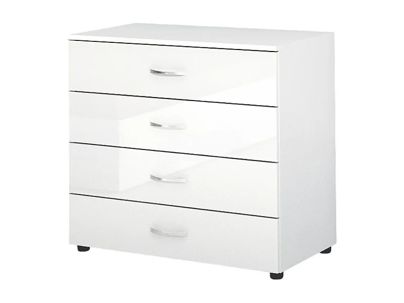Comò da camera da notte design moderno con quattro cassetti CG4 80x74 bianco lucido