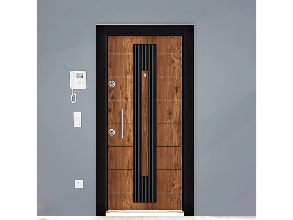 Porta blindata d’ingresso effetto legno PL46