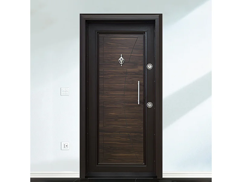 Porta blindata d’ingresso 90x200 marrone scuro PL62