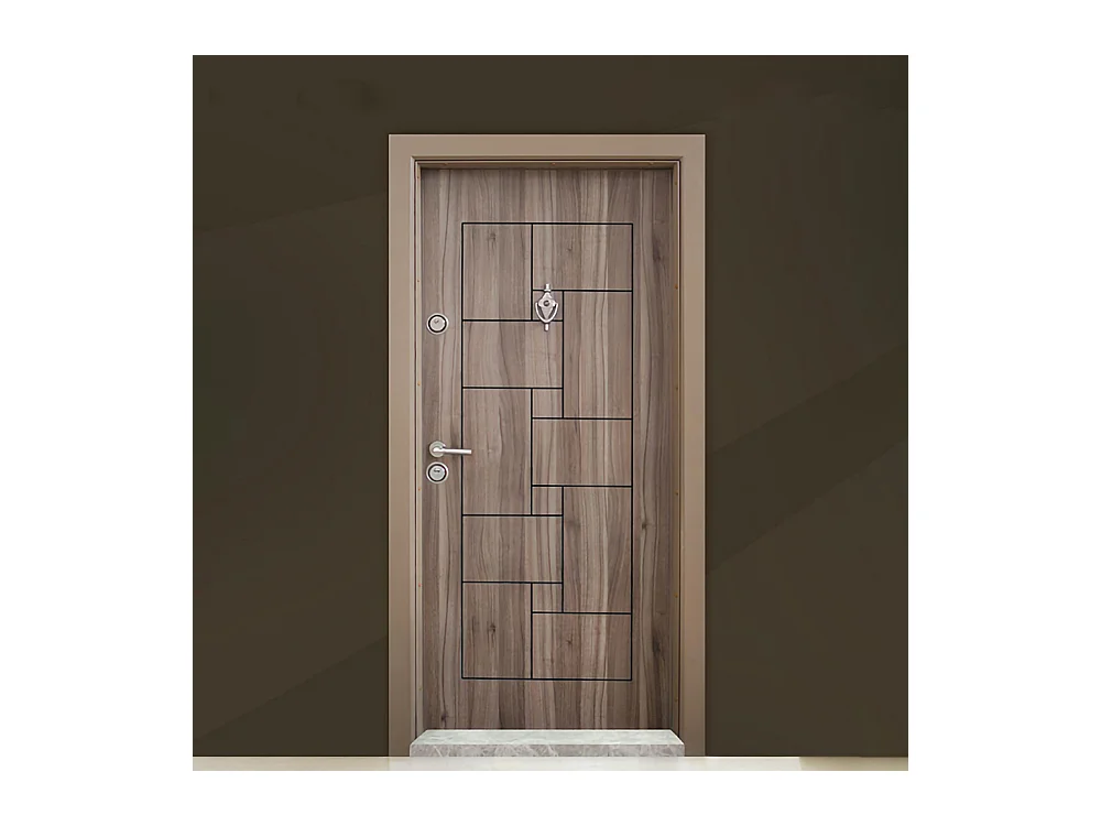 Porta blindata d'ingresso laminata effetto legno apertura interna destra PL3 92x200 marrone chiaro