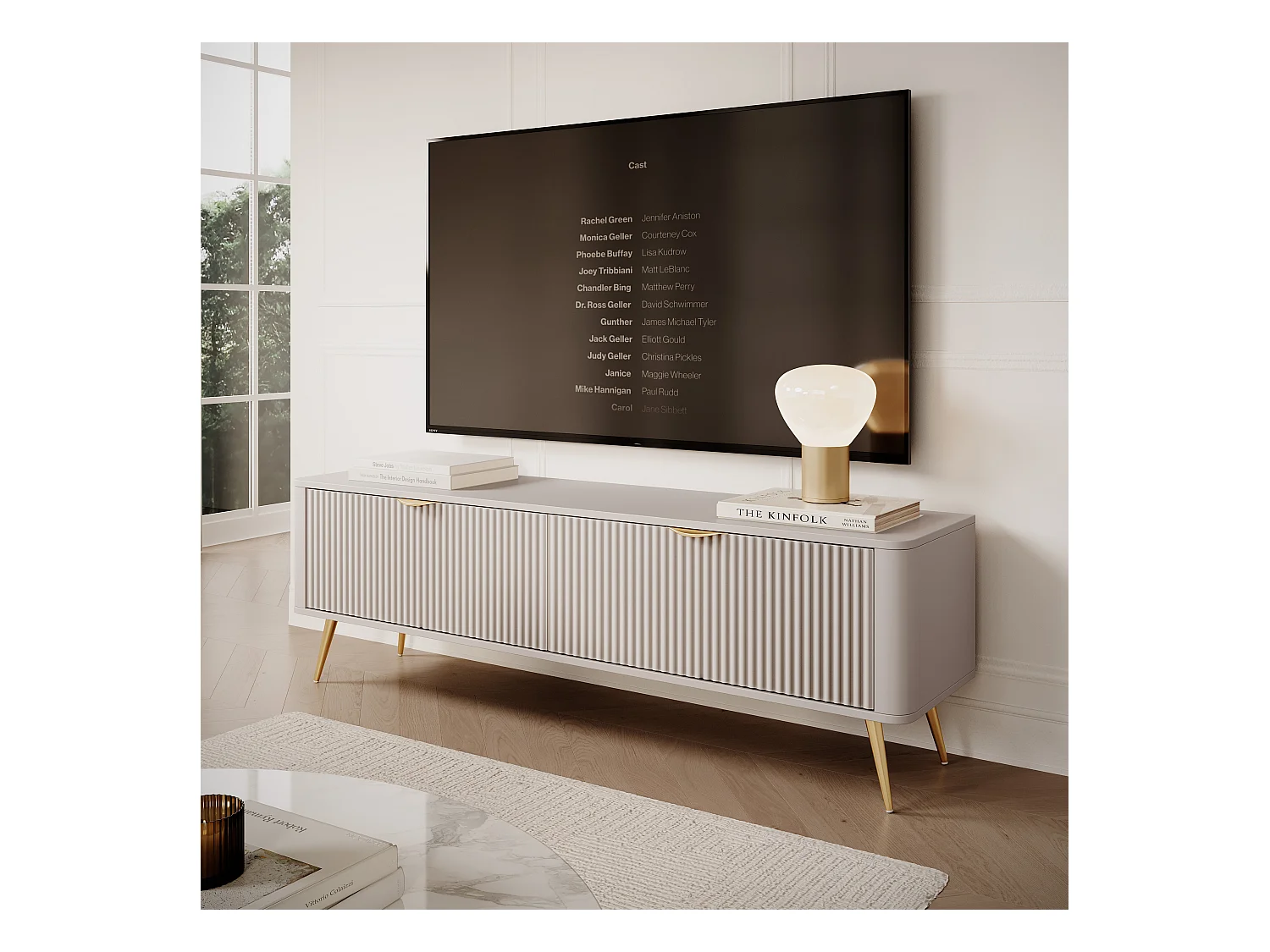 AX LIVING Moderner TV Sideboard Vespasia 163 2D –163cm Breite, Beige