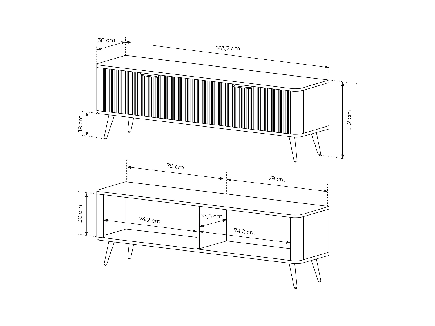 AX LIVING Moderner TV Sideboard Vespasia 163 2D –163cm Breite, Beige