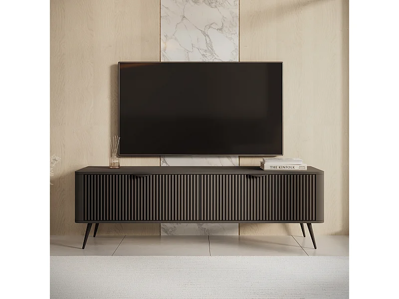 AX LIVING Moderner TV Board schwarz matt Vespasia 163 2D 163cm Breite