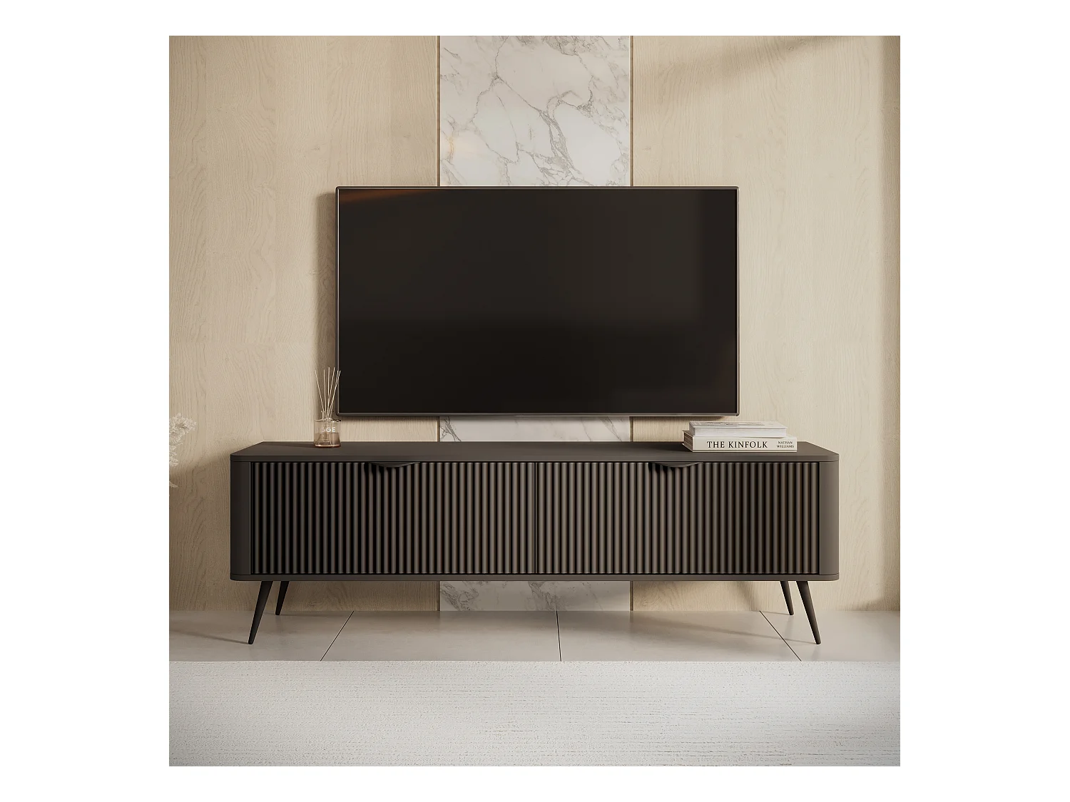 AX LIVING Moderner TV Board schwarz matt Vespasia 163 2D 163cm Breite