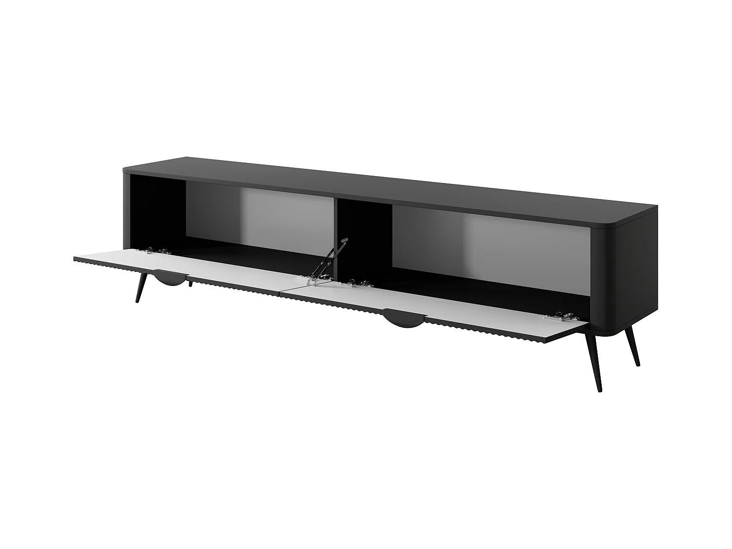 AX LIVING Moderner TV Lowboard Schwarz Matt Vespasia 200 2D – 200 cm