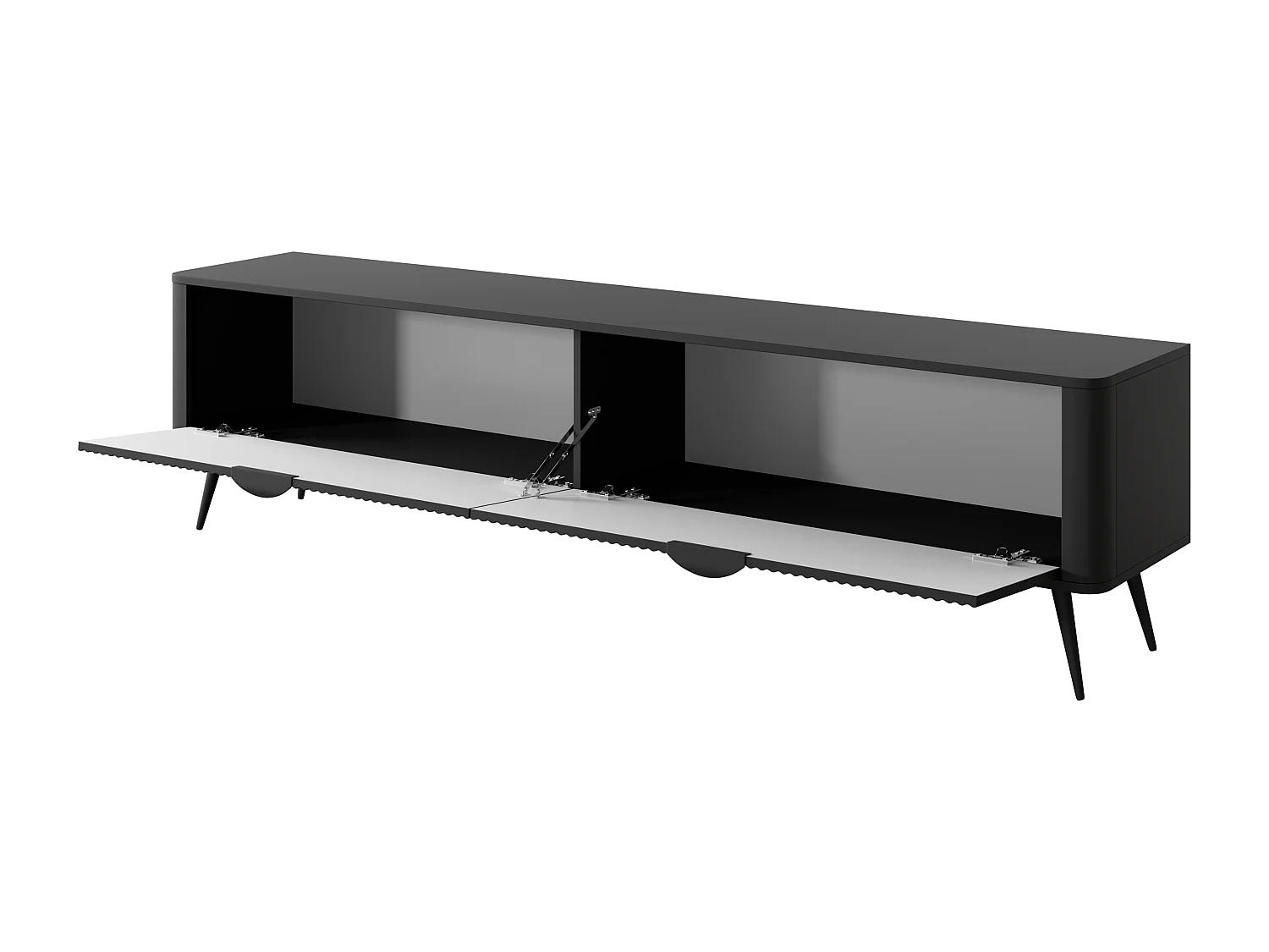AX LIVING Moderner TV Lowboard Schwarz Matt Vespasia 200 2D – 200 cm