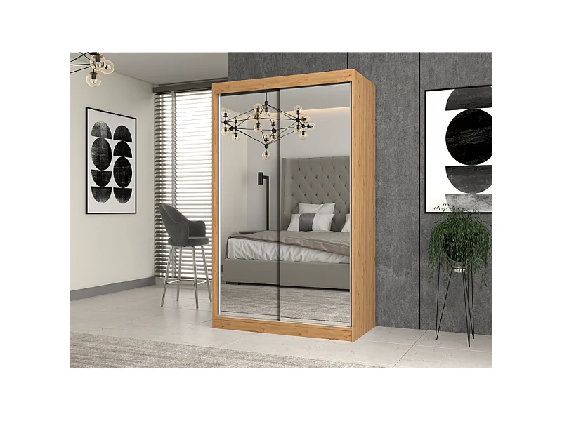 Szafa Iga 120 | Dąb Artisan |  120x61x200 cm| Szafa Przesuwna z Lustrami