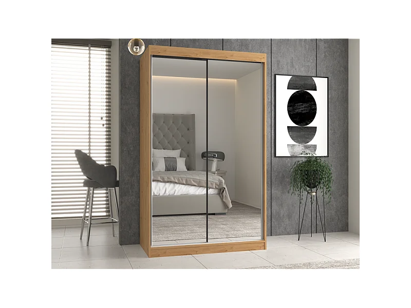 Szafa Iga 120 | Dąb Artisan |  120x61x200 cm| Szafa Przesuwna z Lustrami