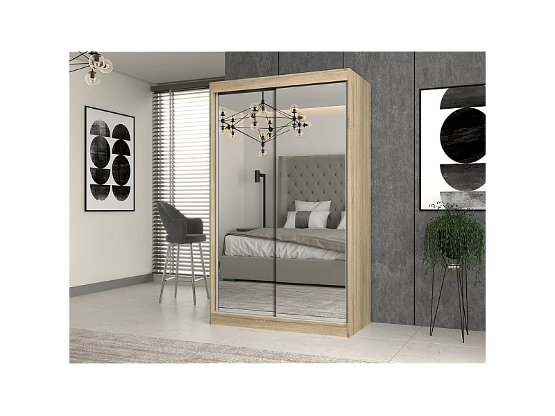 Szafa Iga 120 | Dąb Sonoma | 120x61x200 cm| Szafa Przesuwna z Lustrami