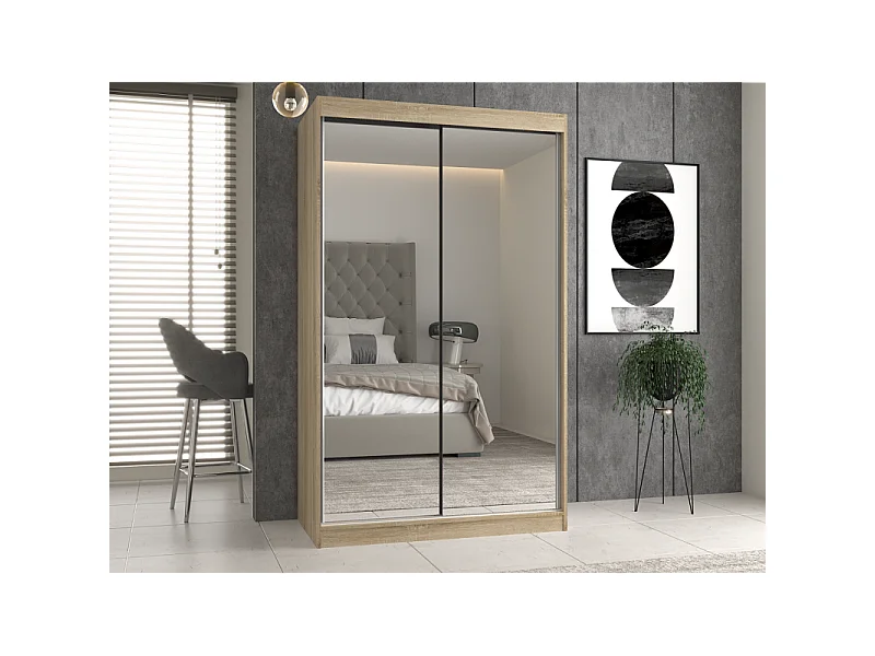 Szafa Iga 120 | Dąb Sonoma | 120x61x200 cm| Szafa Przesuwna z Lustrami