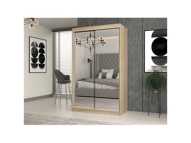 Szafa Iga 120 | Dąb Sonoma | 120x61x200 cm| Szafa Przesuwna z Lustrami