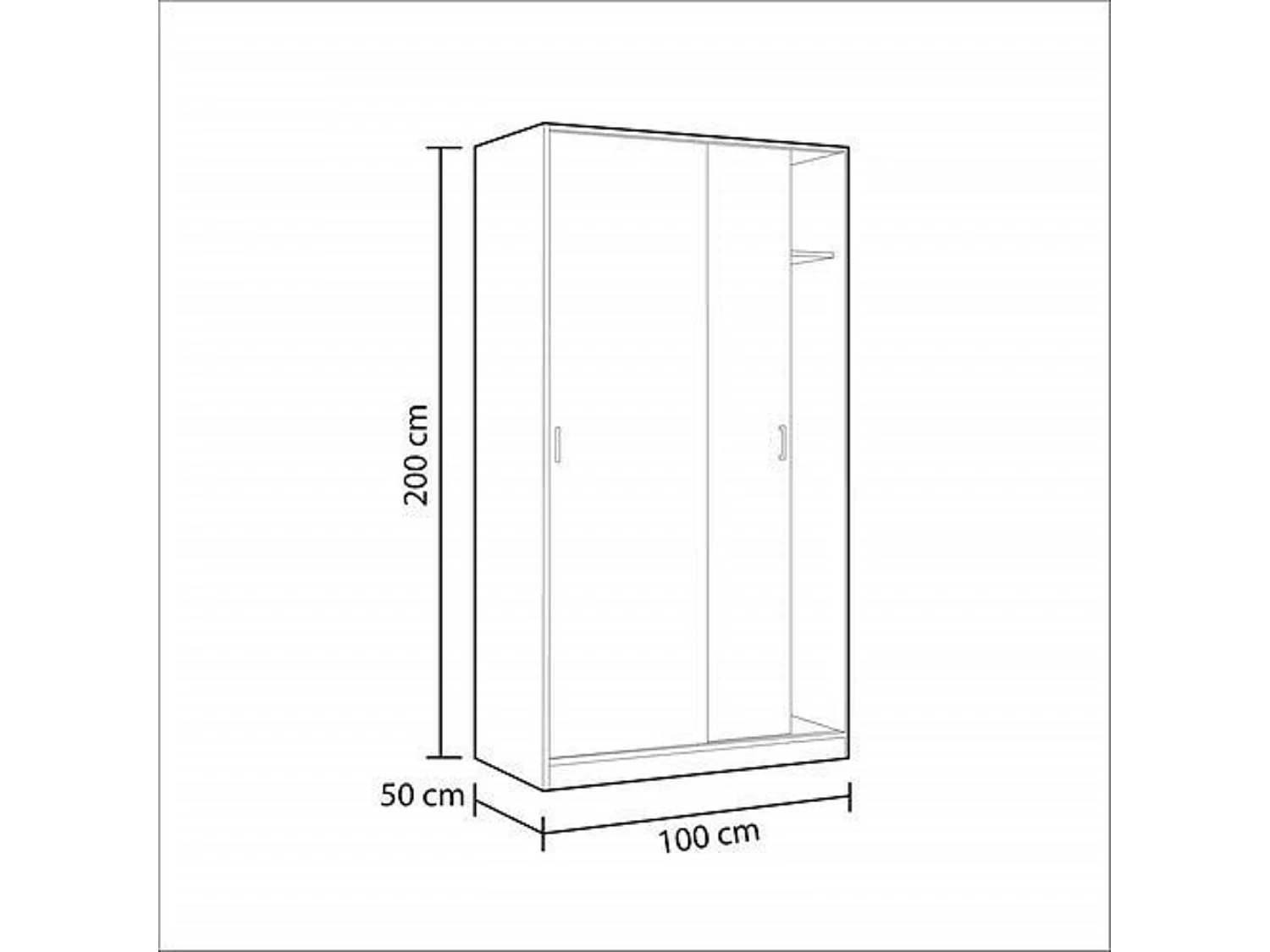 Armadio Guardaroba Vestiti 2 Ante Scorrevoli Ripiano Appendiabiti Salvaspazio Maniglie In Metallo Camera Da Letto Stanza Arredo 100x200x50 Cm Bianco
