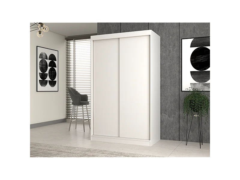 Szafa Iga 120 | Biała | 120x61x200 cm | Drzwi Przesuwne