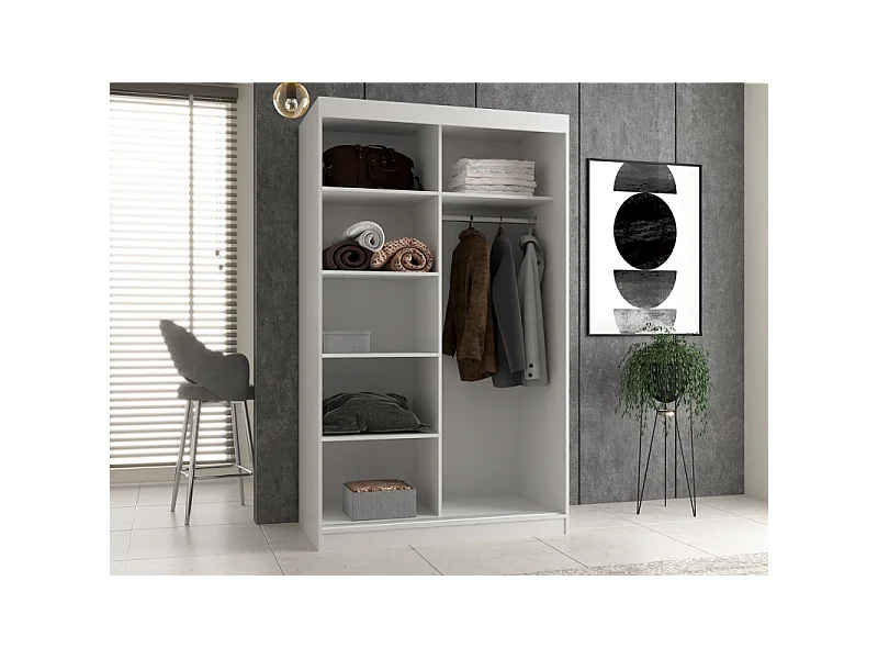 Szafa Iga 120 | Biała | 120x61x200 cm | Drzwi Przesuwne