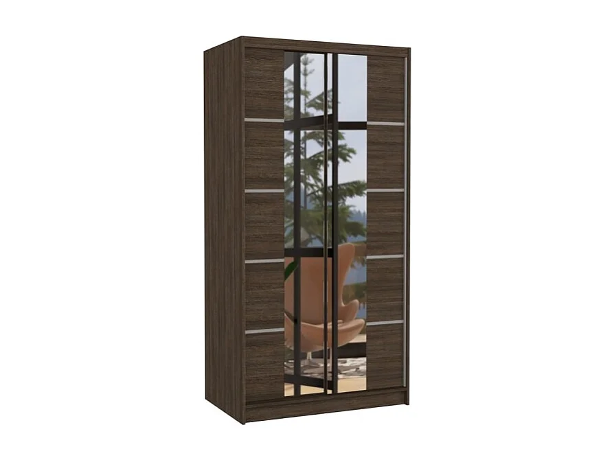 Armoire Saviro (100cm)/portes coulissantes/miroir/Marron