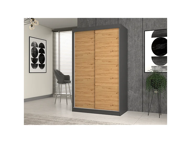 Szafa Iga 120 |  Dąb Artisan /Antracyt |  120x61x200 cm | Drzwi Przesuwne