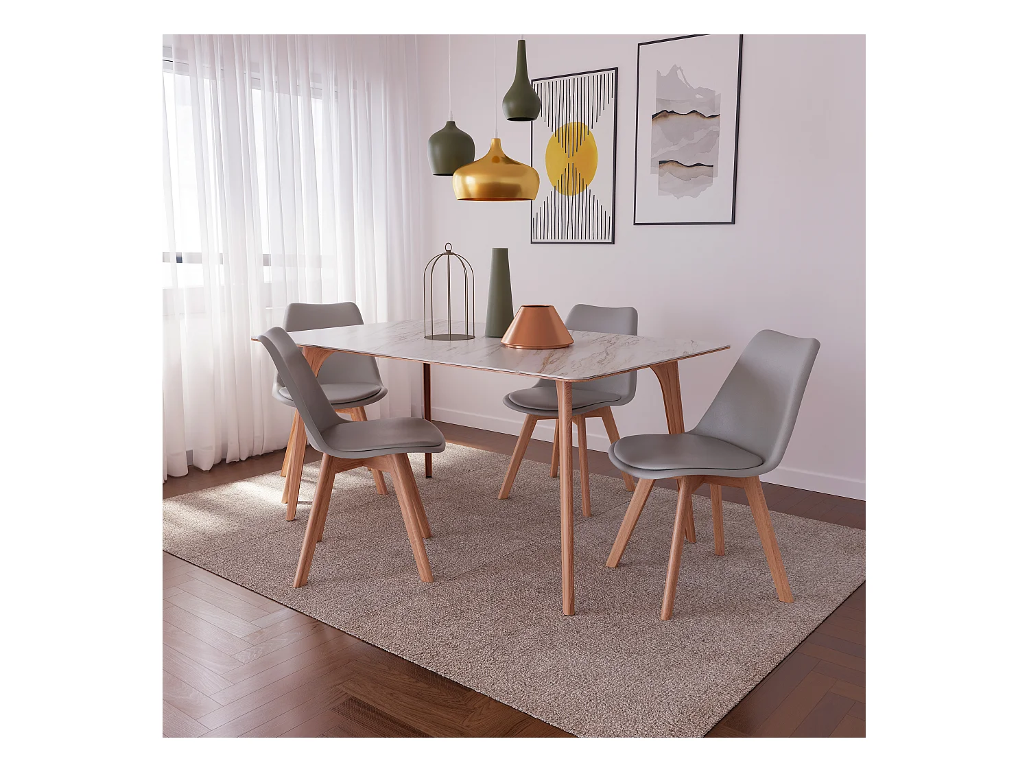 Set Di 4 Sedie Per Sala Da Pranzo Ufficio Con Gambe In Faggio Legno Massello Massiccio Stile Nordico Scandinavo Comoda Seduta Imbottita Ideale Per Soggiorno Grigio