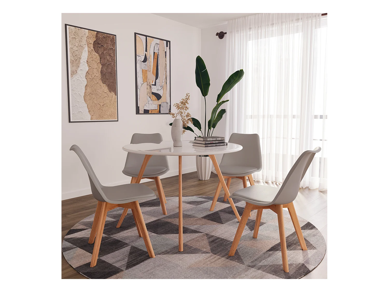 Set Di 4 Sedie Per Sala Da Pranzo Ufficio Con Gambe In Faggio Legno Massello Massiccio Stile Nordico Scandinavo Comoda Seduta Imbottita Ideale Per Soggiorno Grigio