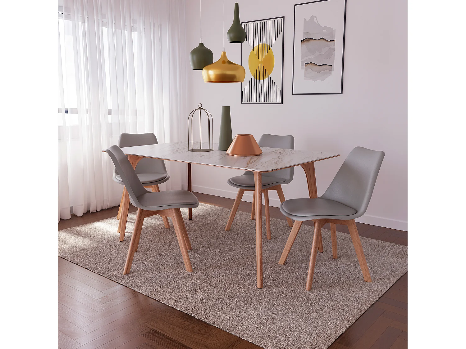 Set Di 4 Sedie Per Sala Da Pranzo Ufficio Con Gambe In Faggio Legno Massello Massiccio Stile Nordico Scandinavo Comoda Seduta Imbottita Ideale Per Soggiorno Grigio